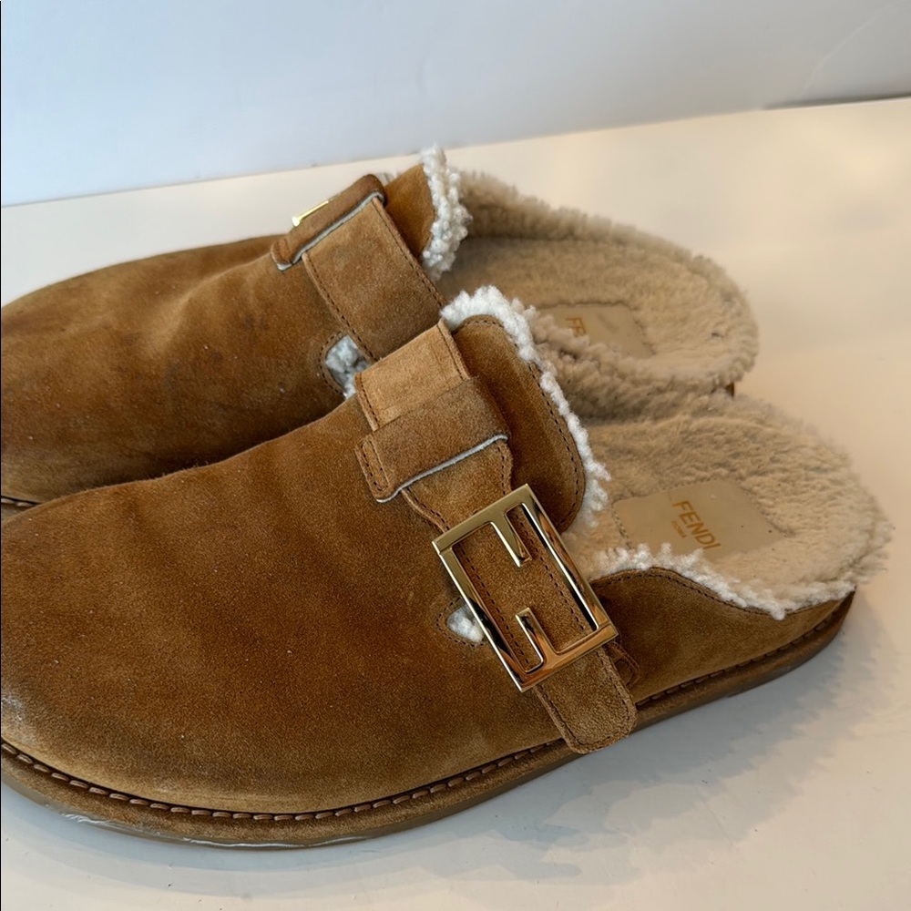 Fendi Gold and Brown Mules with Soft Lining - Picture 9 of 12